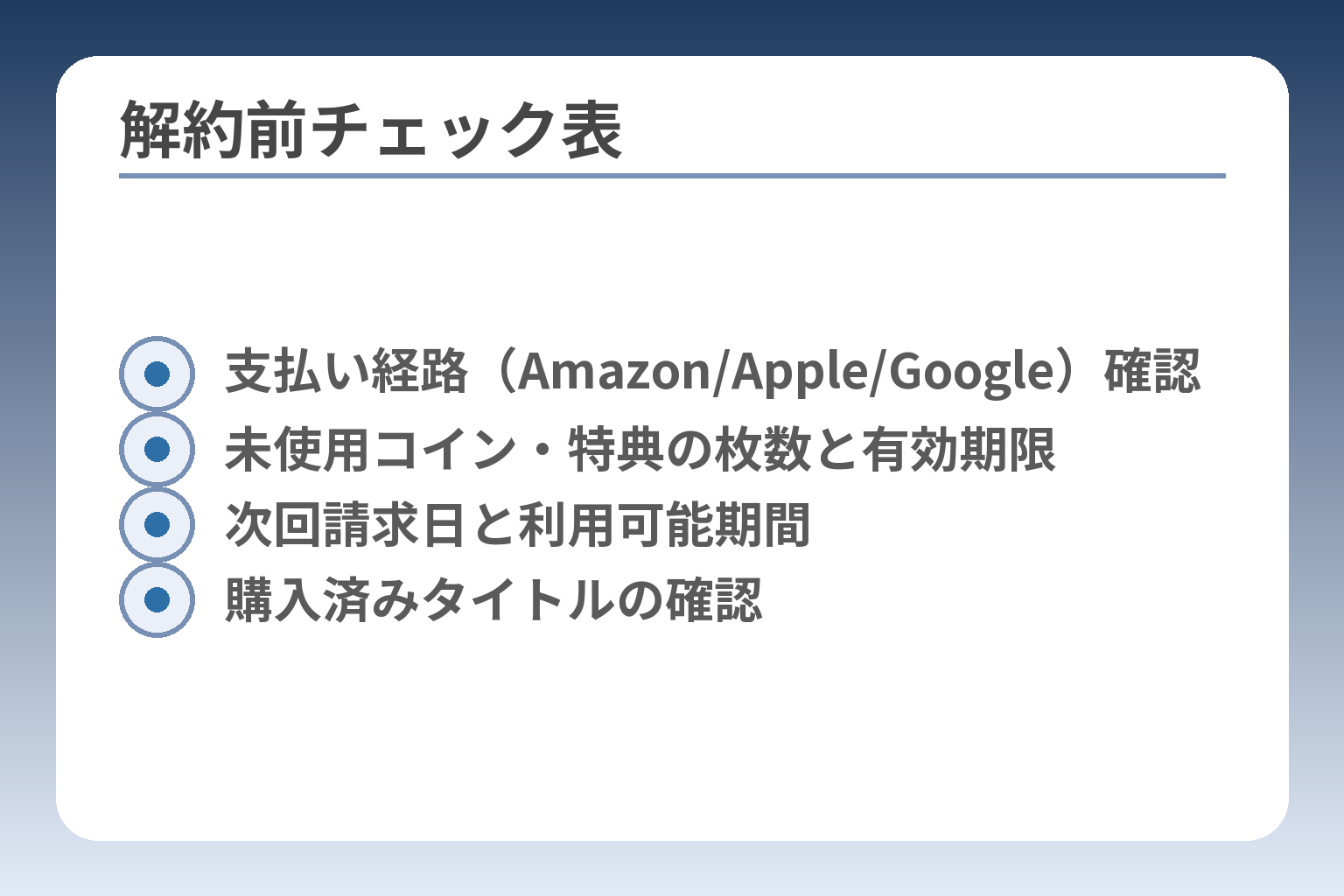 解約前チェック表