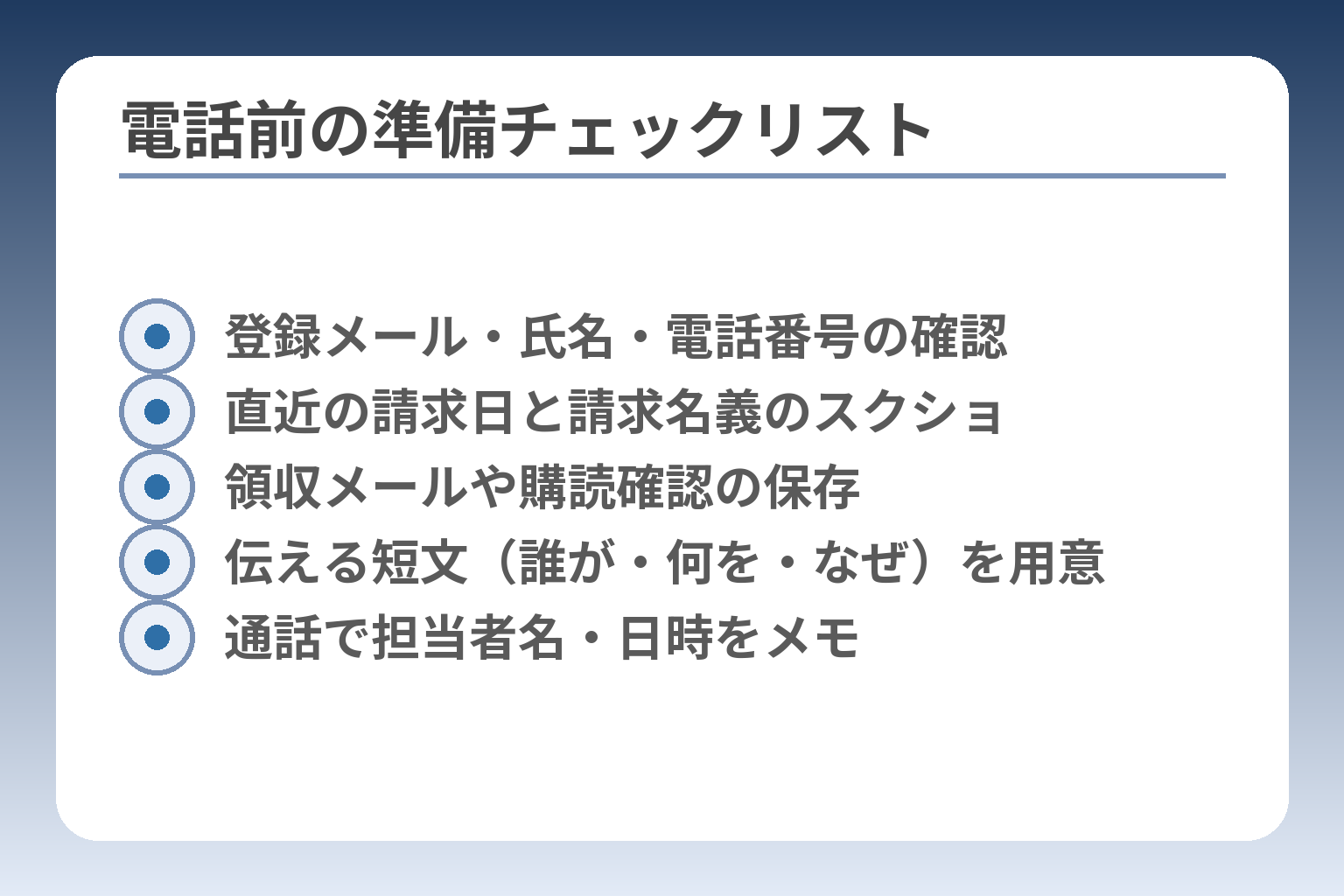 電話前の準備チェックリスト