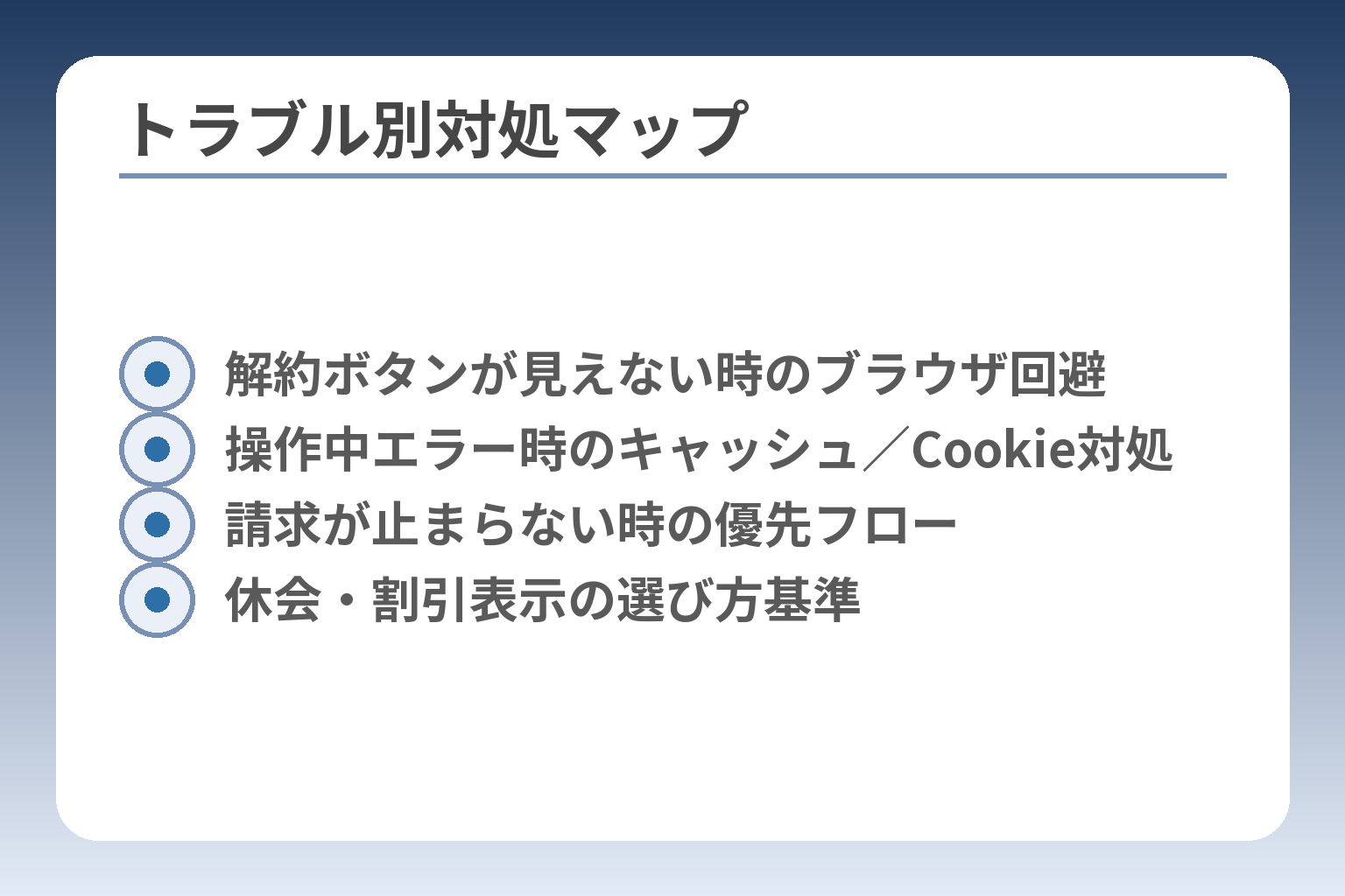 トラブル別対処マップ