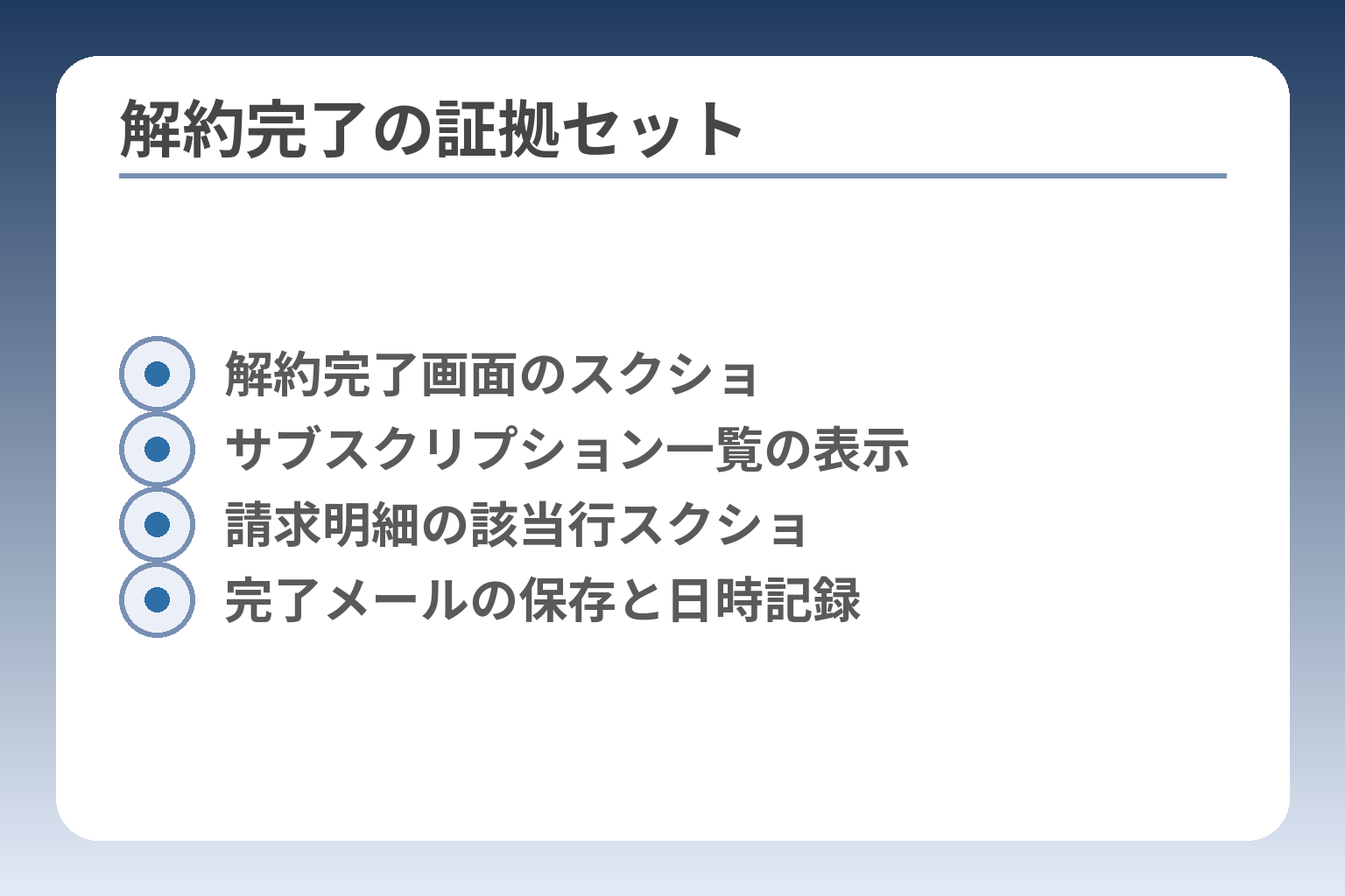 解約完了の証拠セット