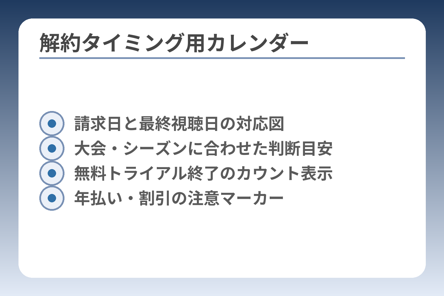 解約タイミング用カレンダー