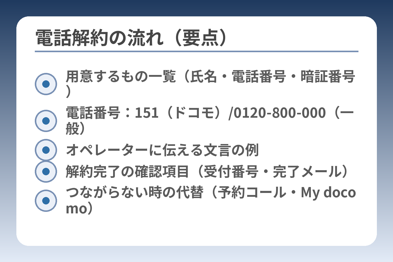 電話解約の流れ（要点）