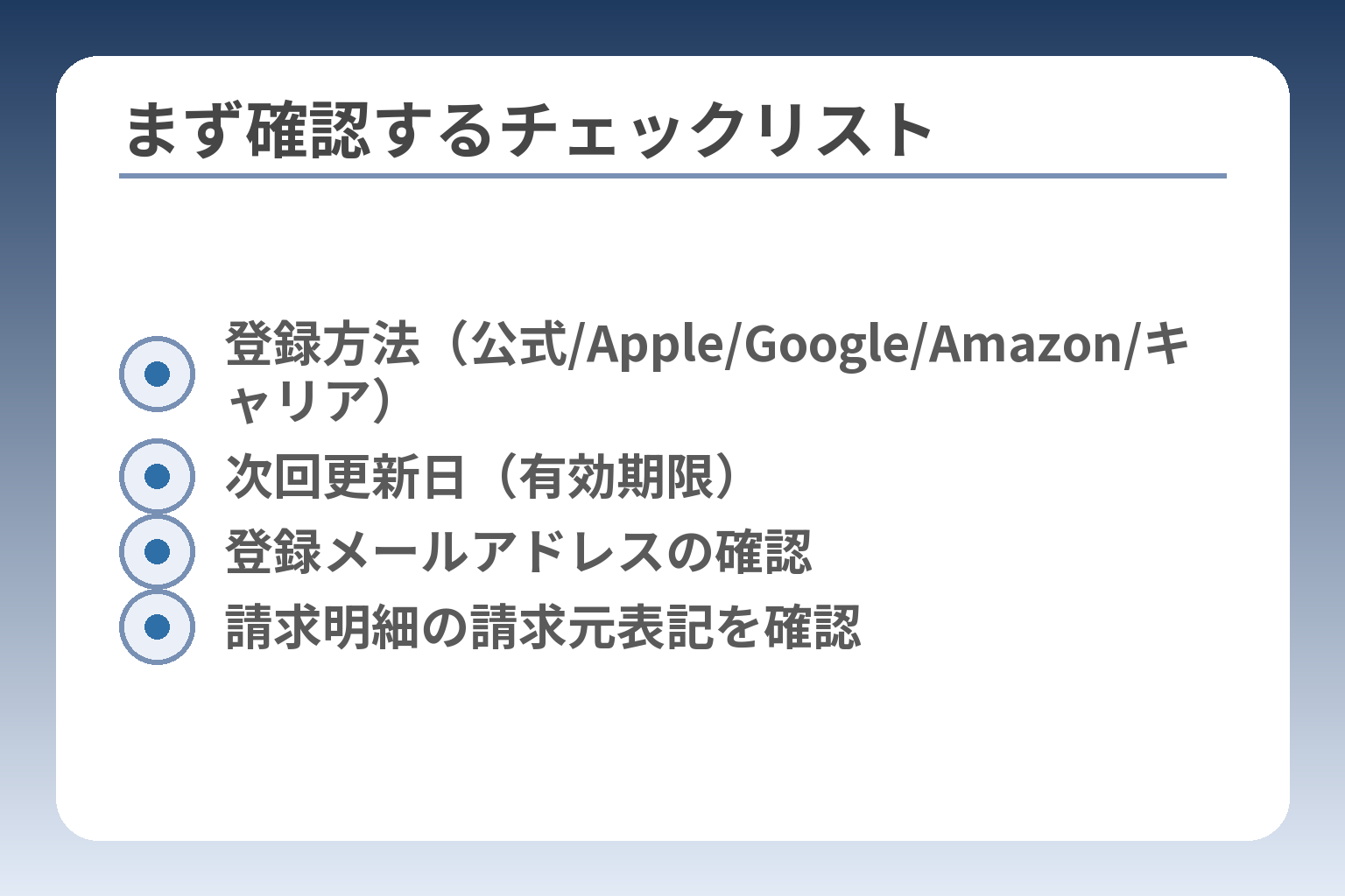 まず確認するチェックリスト