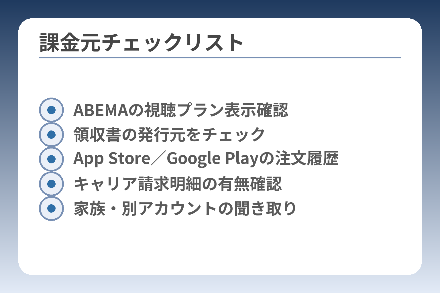 課金元チェックリスト
