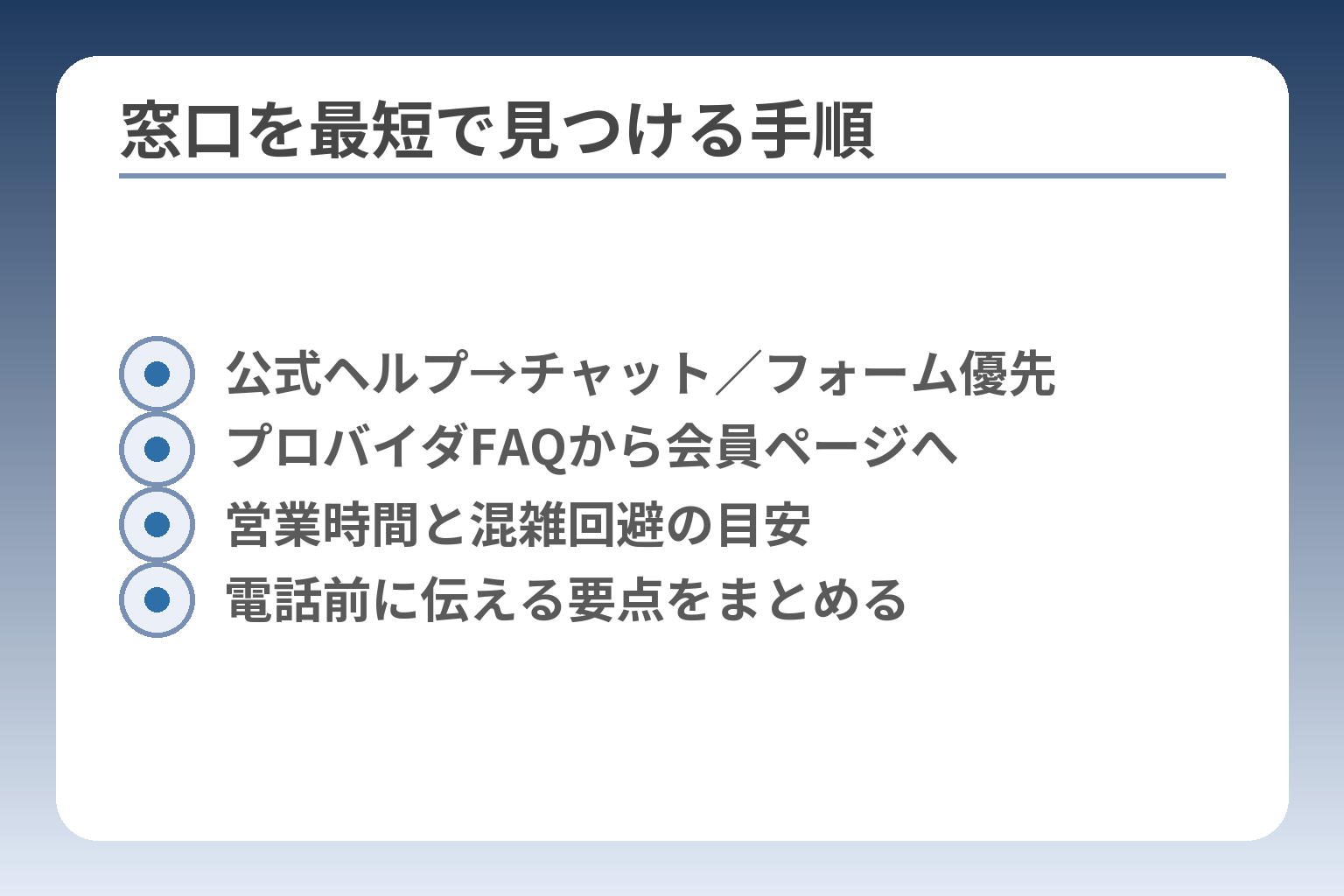 窓口を最短で見つける手順