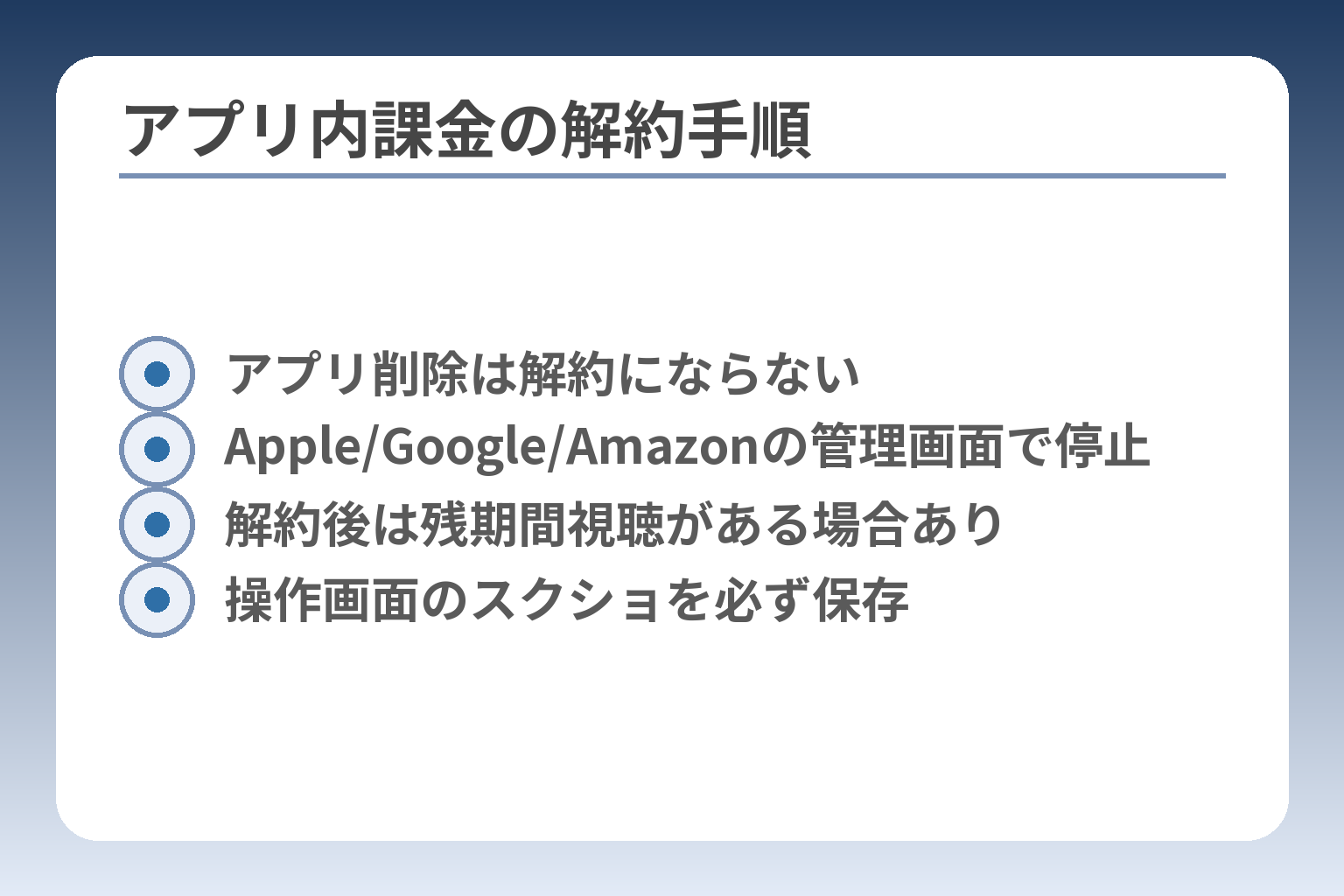 アプリ内課金の解約手順