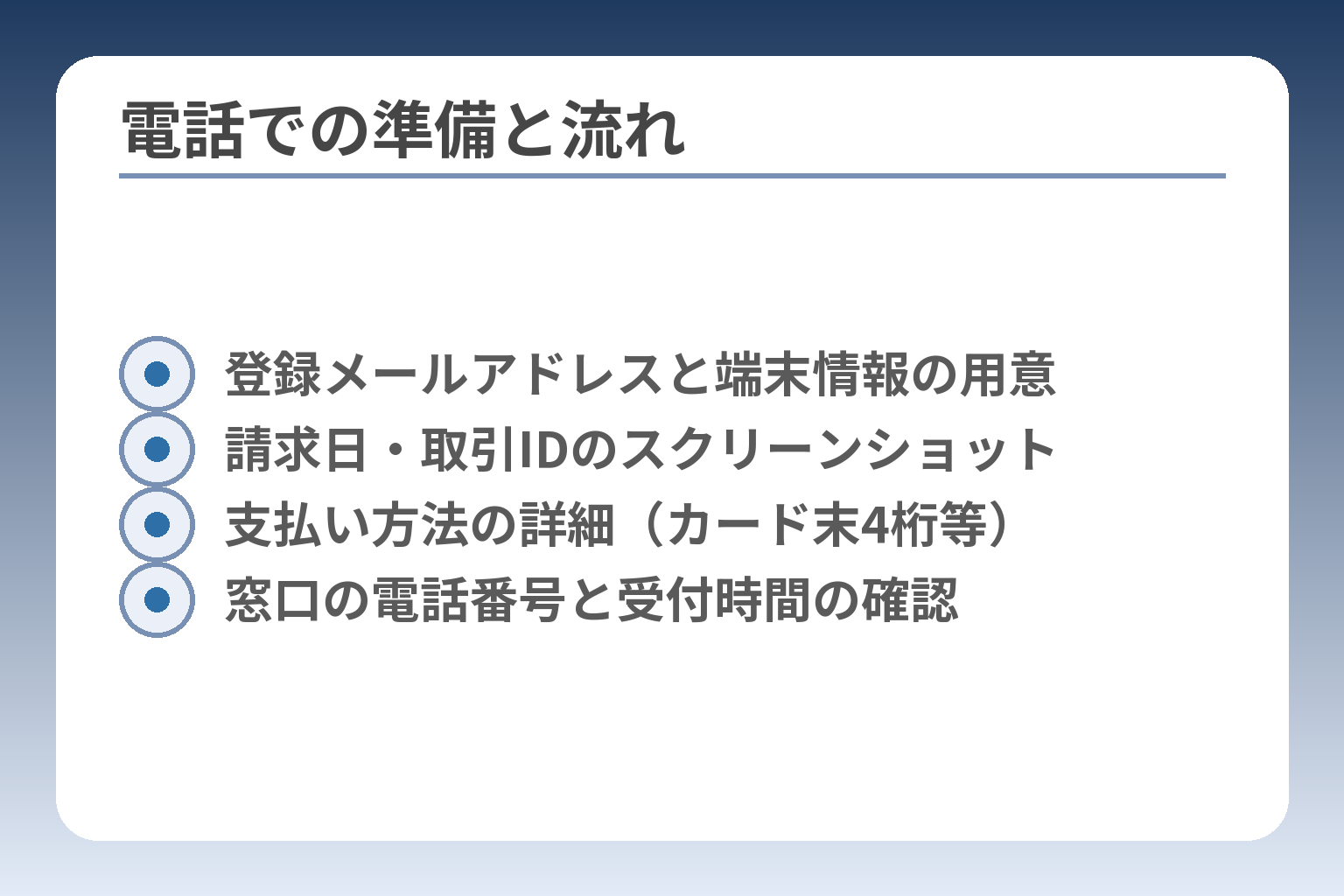 電話での準備と流れ
