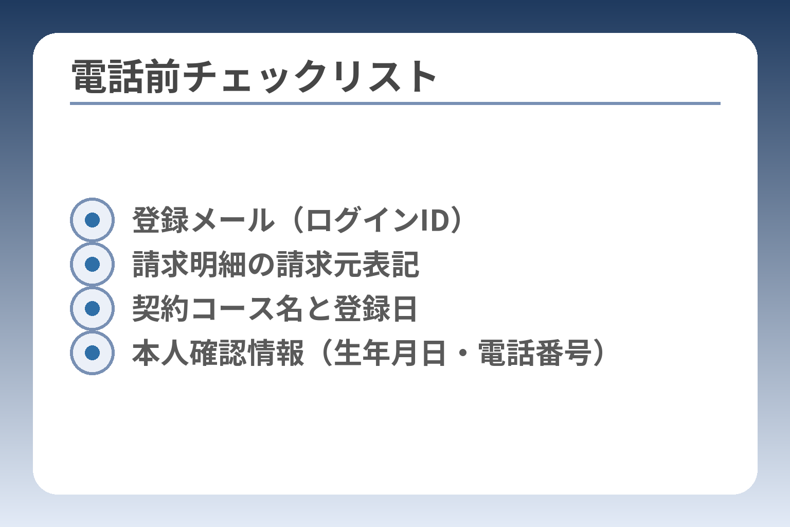 電話前チェックリスト