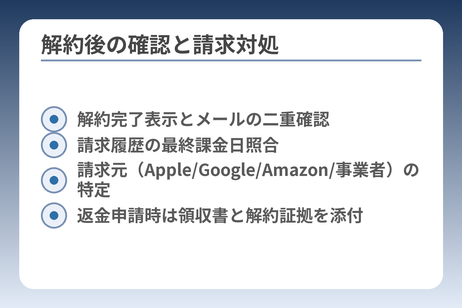 解約後の確認と請求対処