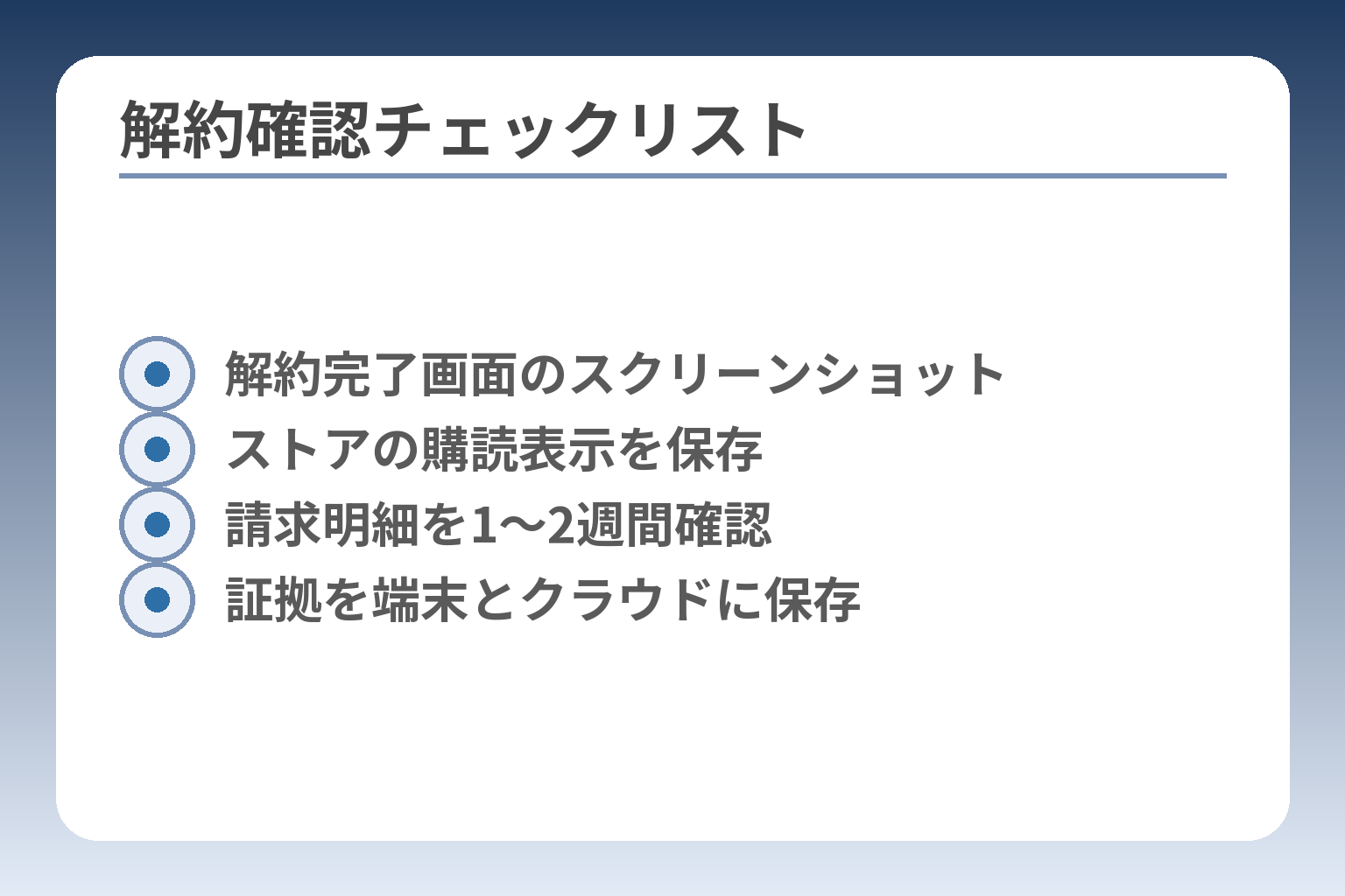 解約確認チェックリスト