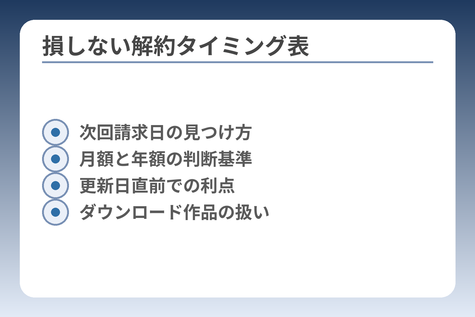 損しない解約タイミング表