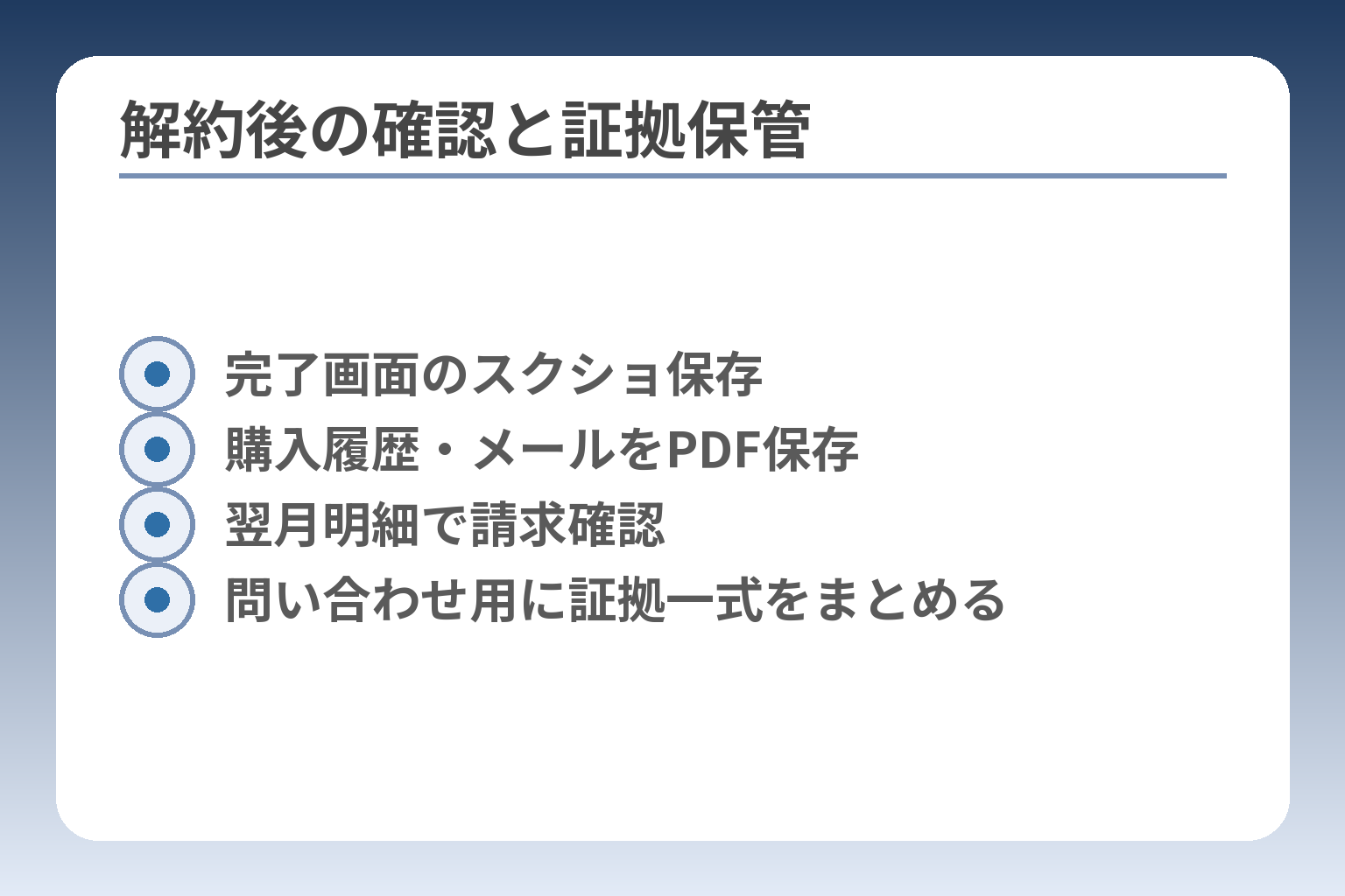 解約後の確認と証拠保管