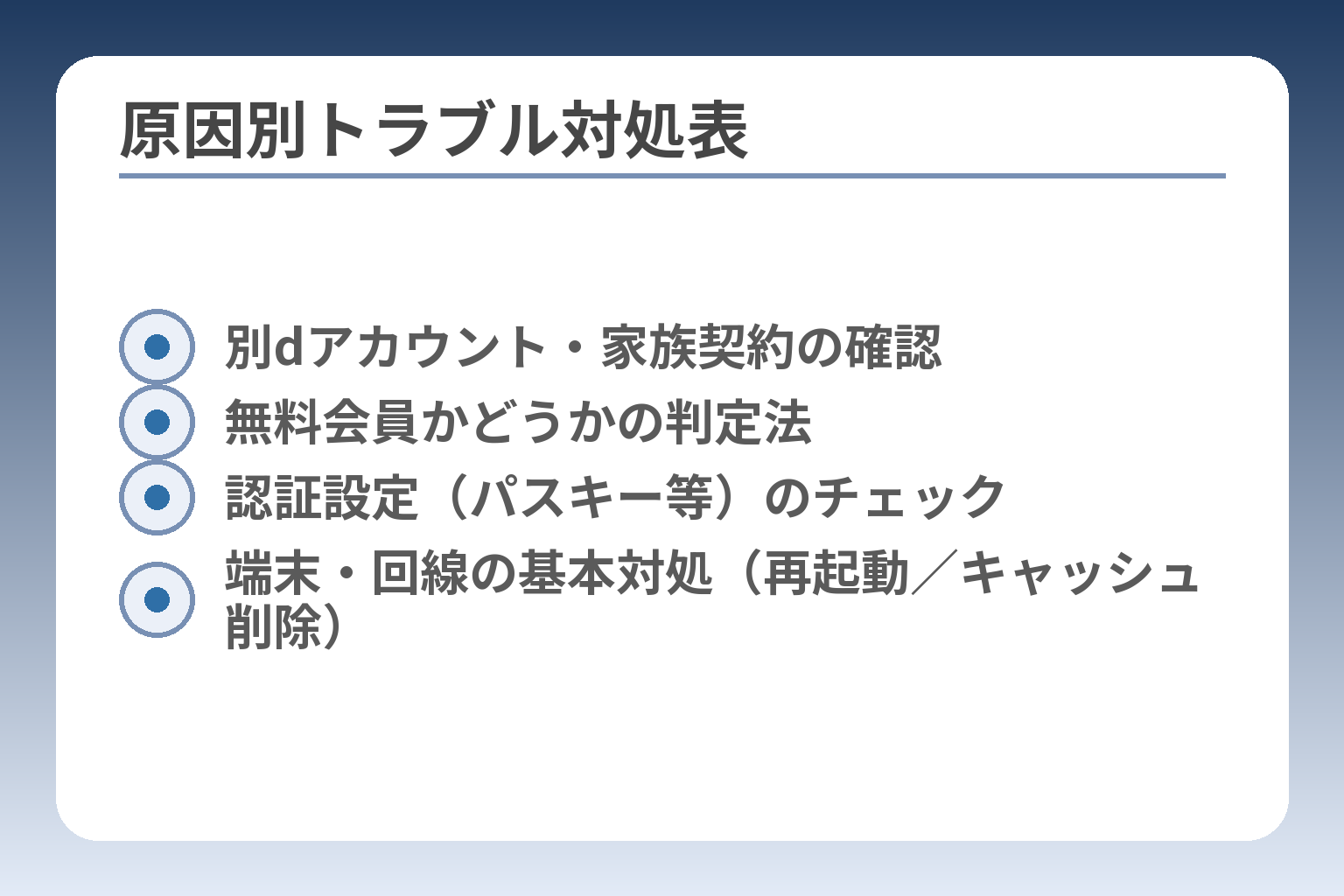 原因別トラブル対処表